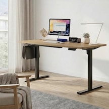 Adorn İstanbul - Yüksekliği Ayarlanabilir Ergonomik Bilgisayar & Çalışma Masası - Tek Motorlu 2 Hafızalı Ceviz, 120 60 Abanoz - Beyaz