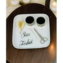 Bliss Gümüş Porselen Söz Nişan Tepsisi Gümüş Gümüş