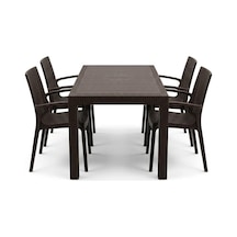 Mandella Kampanyalı Elit Rattan 70x120 Nirvana Koltuk Masa Takımı 4 Kişilik Kahverengi Kahverengi
