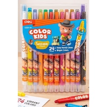 Çevirmeli 24 Lü Mum Boya Uzun 1 Paket Twstable 24 Renk Çevirmeli Mum Boya Pastel Silinebilir Mum Boya Tam Boy Çok Renkli