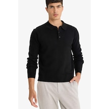 Defacto Standart Fit Polo Yaka Triko Kazak F1523ax25aubk27 Siyah