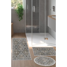 Dekoreko Kaymaz Taban Djt 3 Lü Banyo Paspas Takımı Trend Karışık Modern 659m Bej