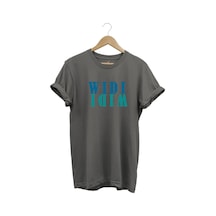 Widi Logo Aynalanmış Tasarım Baskılı %100 Pamuk Regular Fit T-shirt Gri