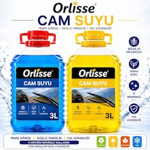 Orlisse Cam Suyu 3 Lt Mavi + Sarı Ferah Kokulu Oto Cam Yıkama Sıvısı Böcek Ve Kir Çözücü