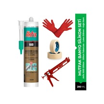 Akfix 100d Beyaz Banyo Ve Mutfak Silikon Uygulama Seti 4 Parça