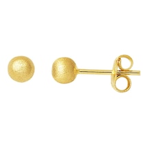 Bilezikci 14 Ayar Altın Mat Top Küpe 4 Mm. Kpads14k29578
