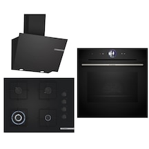 Bosch Black Deluxe HBG7563B1 4D Hot Air- POH7C6P31O 3D Fry 67 CM Wok Bek - DWK66PJ60T 3 Lü Ankastre Set 605