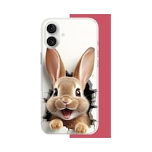 İphone 17 Uyumlu Mutlu Tavşan Uv Baskılı Silikon Kılıf Renkli