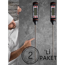 2 Adet Siyah Renk Dijital Gıda Yemek Termometresi Yemek Isı Ölçer