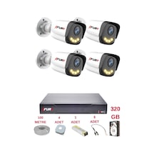 Fury 4 Kameralı 4 Warm Led Gece Renkli Görüş-cepten İzle-su Geçirmez Güvenlik Kamerası Seti 320gb