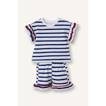 Defacto 2li Lacivert Çizgili Beyaz Takım Kız Bebek H7886a526smwt34 Beyaz-wt34