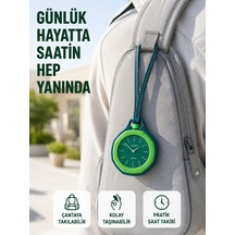 Mey İthalat Çanta Charmı Askılı Analog Taşınabilir Saat Günlük Aksesuar Yeşil
