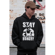 Sevbano Stay Hungry Arnold Bodybuilding Fitness Gym Baskılı Unisex Oversi Siyah