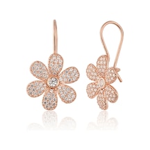 Zanaatsilver 925 Ayar Gümüş Zirkon Taşlı Rose Kaplama Papatya Mengeç Küpe