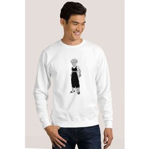 Anime Dragon Ball Baskılı Beyaz Erkek Örme Sweatshirt (530954242)