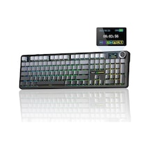 Aula F108 Pro Ekranlı Mekanik Klavye Zephyr Switch Rgb Hot Swap 8000mah Makrolu Oyuncu Klavyesi Gri