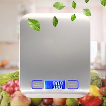 Pratik Tf 1002 Hassas Ölçümlü Maksimum 5 Kg Kapasiteli Led Ekran Platin Dijital Mutfak Tartısı Lisinya Gümüş