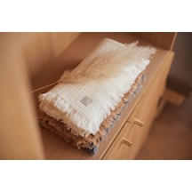 4 Katlı Ekru Saçaklı Çok Amaçlı Müslin Bezi Örtü Battaniye Çok Renkli