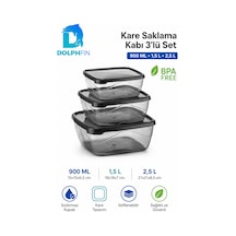 3 Lü Kare Saklama Kabı Seti Sızdırmaz Kapaklı 900 Ml 1,5 L 2,5 L Bpa İçermez Siyah