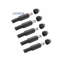 5 Set Dc Power Jak Erkek Fiş + Dişi Vidalı Soket 2.1Mm Erkek Dişi