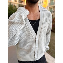 Elku Moda Hırka Triko Örgülü Desenli Örgü Hırka Şal Yaka Tüylenmez Naturel Pamuk Düğmeli Hırka Gri