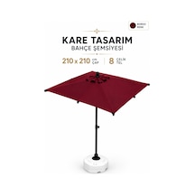 Alubrella Bordo 210x210 Kare 8 Çelik Tel Bahçe Şemsiyesi Bidonlu