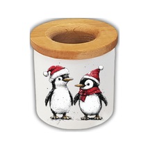 Yılbaşı Ve Penguen Teması Baskılı Kalemlik Yılbaşı Yeni Yıl Hediyesi Beyaz