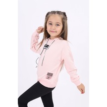 Toontoy Kız Çocuk Baskılı Sweatshirt Pudra