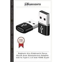 Bağlantı Ucu Elektronik Parça Küçük Araç Dönüştürücü Adaptör Usb To Type-c 3.0 Usb Yd68 Siyah
