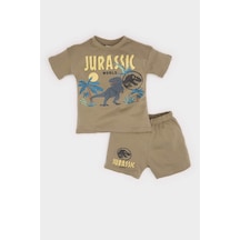 DeFacto Erkek Bebek Jurassic World 2'li Takım Kısa Kollu Tişört Beli Lastikli Şort E6922A525SMKH459 Haki