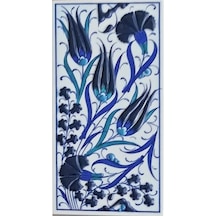 Armada Çini 10X20 Cm Ed 224 Üç Lale Mavi Beyaz El Dekoru Çini