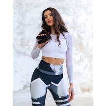 Lismina Uzun Kollu Tül Crop Spor Tişört - İçindeki Bra Dahil Değildir. Beyaz Lismina Uzun Kollu Tül Crop Spor Tişört - İçindeki Bra Dahil Değildir. Beyaz