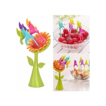 Plastik Meyve Çatal Ayçiçeği 5 Kuşlar Çatal  Set