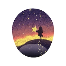 Hayalperest Çocuk Yıldızlı Gece - Bilek Destekli Oval Mouse Pad Mousepad