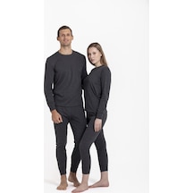 Oıl Company Unisex Esnek Örme Rahat Kesim Nefes Alabilir Kumaş Isı Korumalı Termal İçlik Set Alt Üst Takım Antrasit-01