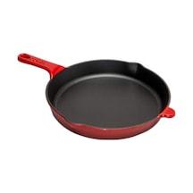 Yuvarlak Kırmızı Demir Döküm Tava 27 Cm Kırmızı