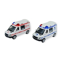 Polis Ambulans Arabası Işıklı Sesli Sürtmeli Plastik 2li Set 15cm Lisinya Beyaz
