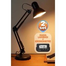 2li Set Masa Lambası + Kronometreli Pomodoro Ders Çalışma Masa Lambası Siyah 811 Altın - Çok Renkli