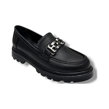 Fancy 801-26 Deri Loafer Tokalı Anatomik Kadın Ayakkabı Siyah