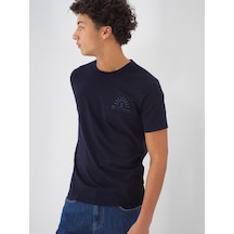 Xint Lacivert Pamuk Dokulu Slim Fit Tişört 502122