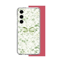 Samsung Galaxy S24 Fe Uyumlu Yeşil Fiyonk Pattern Baskılı Silikon Kılıf Renkli