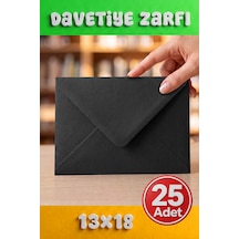25 Adet 13x18 Cm Premium Kalite Davetiye Zarfı Siyah