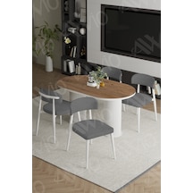 Avvio Lavin Beyaz Bohem Ayak Polo Sandalye 80x140 Mutfak Masa Sandalye Takımı Akçaağaç