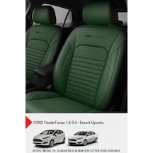 İstanbul Serisi Deri Oto Koltuk Kılıfı Ford Focus-fiesta-escort Uyumlu Yeşil