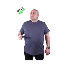 Starbattal Erkek Büyük Beden Likralı Basic Sıfır Yaka Tişört 11160 Fume-Fume Çok Renkli