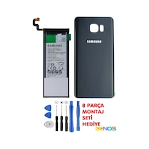 Samsung Galaxy Uyumlu Note 5 Sm-n920c N920f Batarya Pil 3000 Mah+arka Pil Kapağı Cam+montaj Set Lacivert