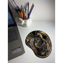 Altın Sarısı Mermer Desenli Bilek Destekli Mouse Pad Mousepad