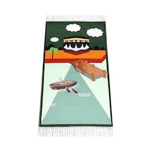 Dijital Baskılı Çocuk Seccadesi - Kayıklı Kabeli Yeşil Renk - 44 X 78 cm