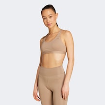 Adidas All Me Essentials Orta Destekli Kadın Kahverengi Antrenman Bra Jl5489 Bej