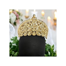 Kristal Taşlı Gelin,kına,nişan,söz,after,bride,party Taç Sarı - 707821281 Sarı